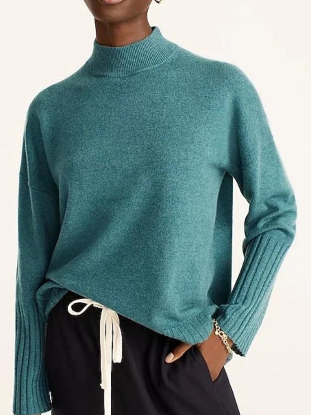 J.CREW Cashmere mockneck sweater, Heather Bright Harbour, S